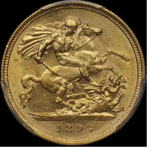 1893 Sydney Veiled Head Half Sovereign PCGS AU55