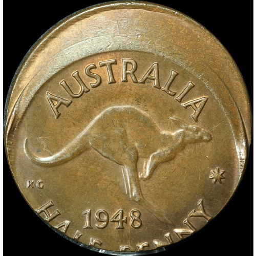 1948 Halfpenny 5.6mm Off strike about Unc