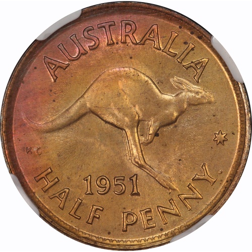1951-Y Halfpenny Choice Unc (PCGS MS64RB) Ex Benchmark Collection