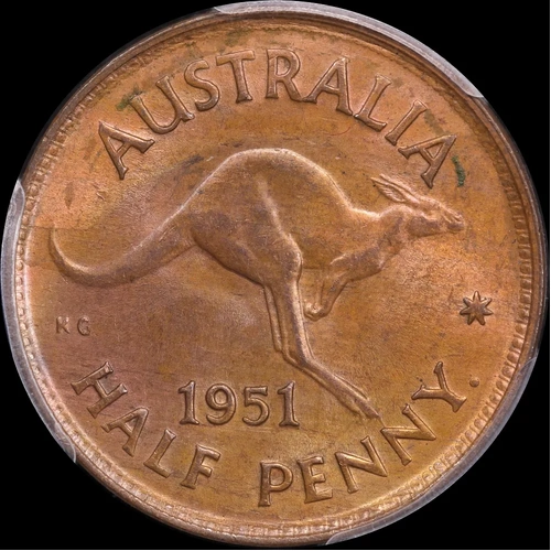 1951-Y Halfpenny Choice Unc (PCGS MS64RB) 