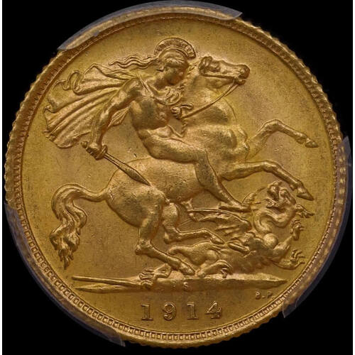 1914 Sydney George V Half Sovereign PCGS MS64
