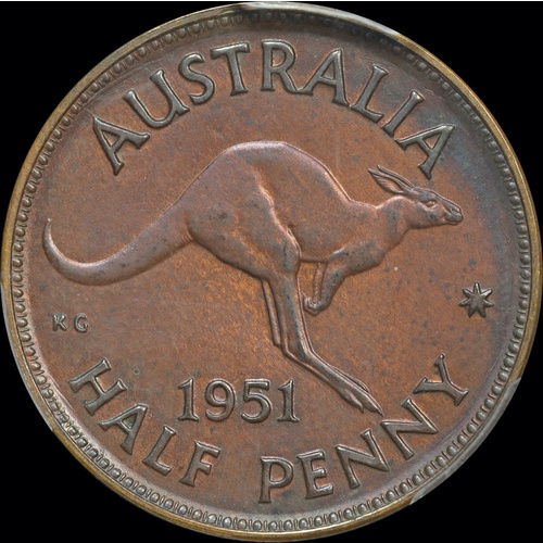 1951 Perth Proof Halfpenny (No dot) PCGS PR63RB