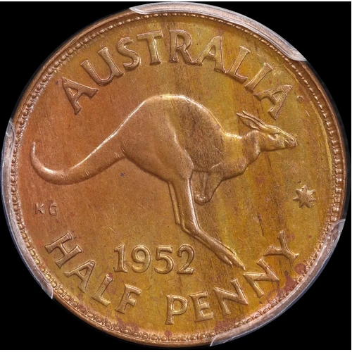 1952-A Halfpenny Choice Unc (PCGS MS63RB)