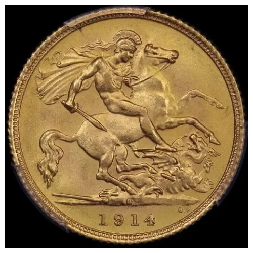 1914 Sydney George V Half Sovereign PCGS MS65