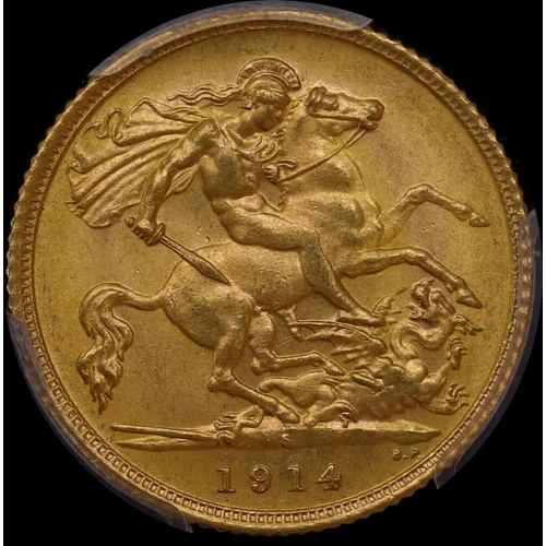 1914 Sydney George V Half Sovereign Unc (PCGS MS62)