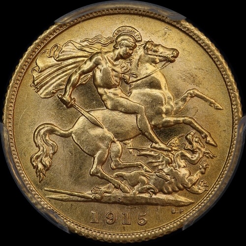 1915 Sydney George V Half Sovereign Choice Unc (PCGS MS63)