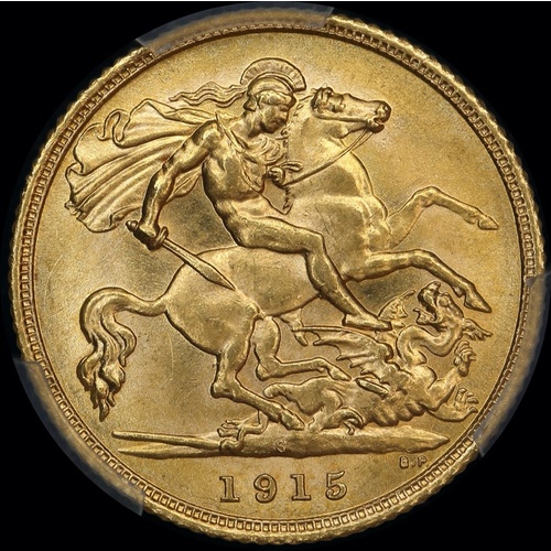 1915 Sydney George V Half Sovereign Choice Unc (PCGS MS64)