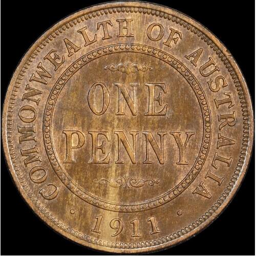 1911 Penny about Unc