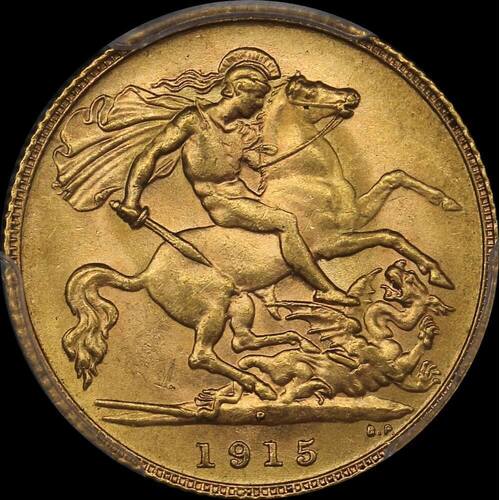 1915 Perth George V Half Sovereign Choice Unc (PCGS MS63)