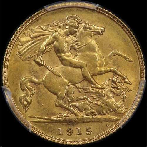 1915 Perth George V Half Sovereign Choice Unc (PCGS MS63)