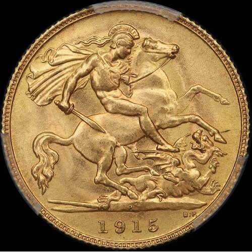 1915 Perth George V Half Sovereign Choice Unc (PCGS MS64)