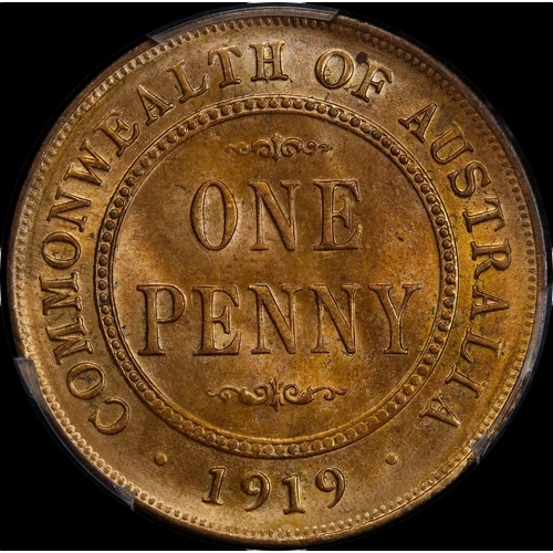 1919 Penny Dot Below Choice Unc (PCGS MS64RB)