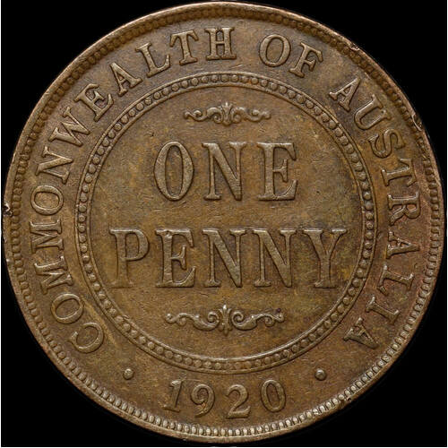1920 Penny Dot Above Bottom Scroll English Obverse good Fine