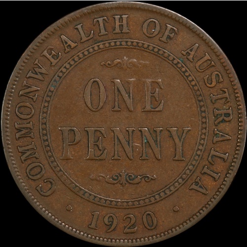 1920 Penny Dot Below Bottom Scroll London Obverse PCGS VF20