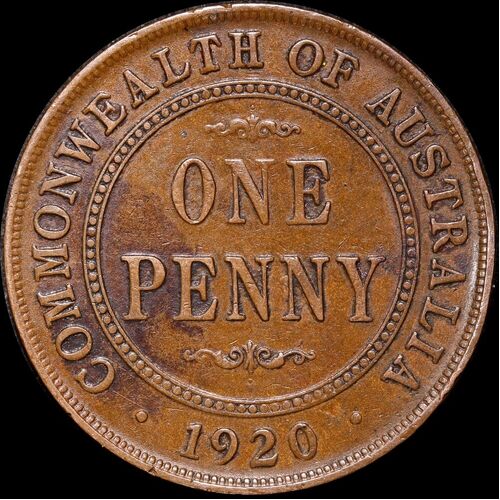 1920 Penny Double Dot about VF