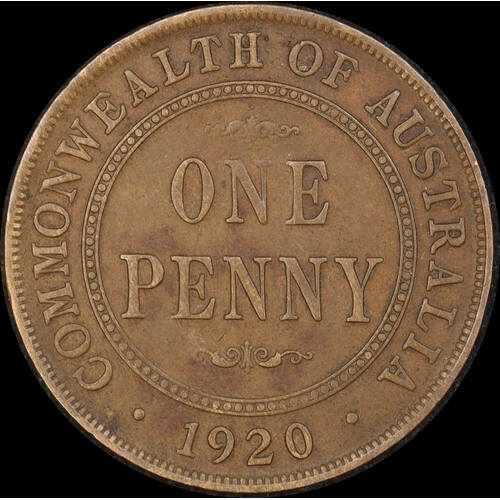 1920 Penny Double Dot Good Fine