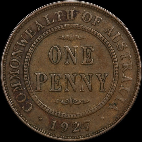 1927 Penny Indian Obverse about VF 