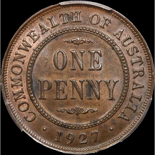 1927 Penny English Obverse Unc (PCGS MS62BN)