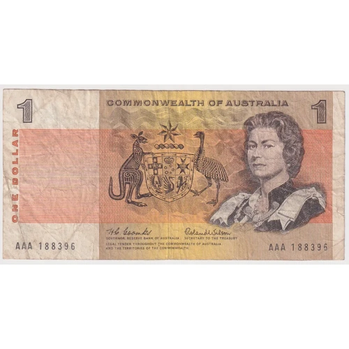 1966 $1 Note AAA First Prefix Coombs/Wilson R71F Fine