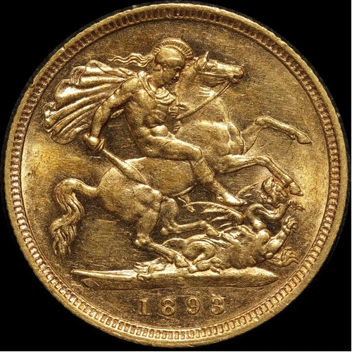 1893 Melbourne Veiled Head Half Sovereign good EF