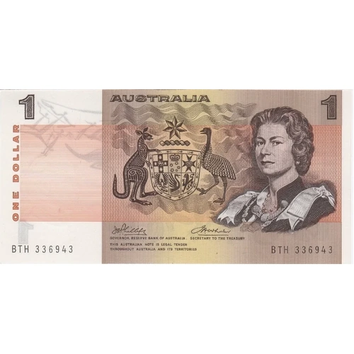 1974 $1 Note Australia Phillips/Wheeler R75 Uncirculated