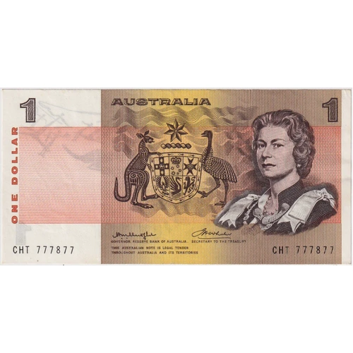 1976 $1 Note Gothic Centre Knight/Wheeler R76A 1 Off Solid Serial Extremely Fine