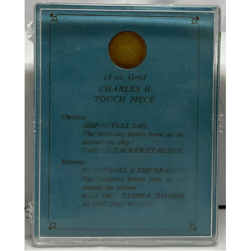 Johnson Matthey 1974 18ct Gold Reproduction Charles II Touch Piece