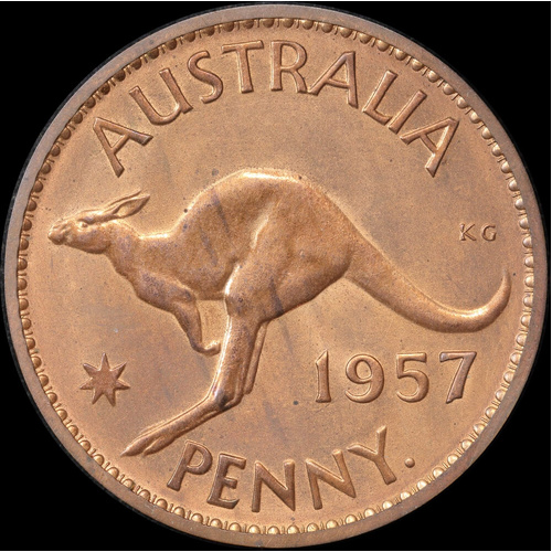 1957 Perth Proof Penny about FDC