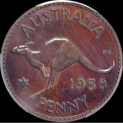 1958 Melbourne Proof Penny PCGS PR63BN