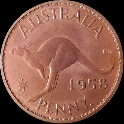 1958 Perth Proof Penny about FDC