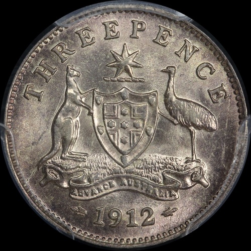 1912 Threepence Choice Unc (PCGS MS64)