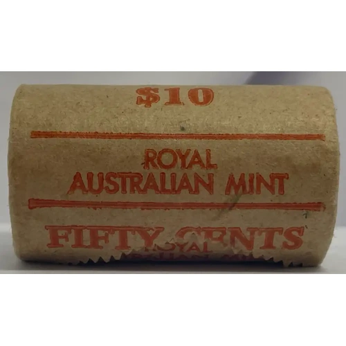 1982 50 Cent Mint Roll Brisbane Commonwealth Games Heads/Heads