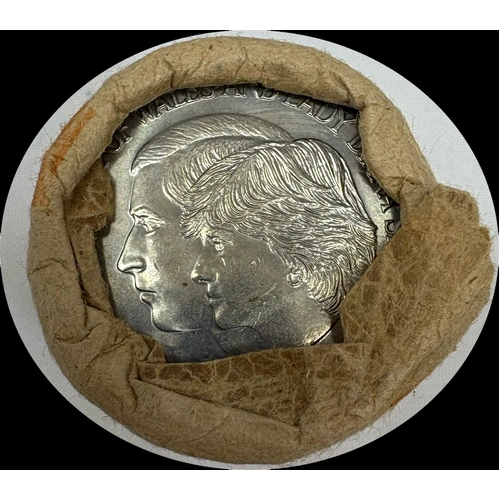 1981 50 Cent Mint Roll Charles and Diana Heads/Tails