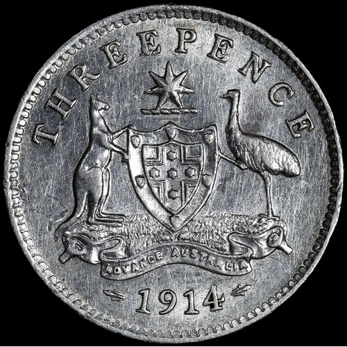 1914 Threepence Very Fine