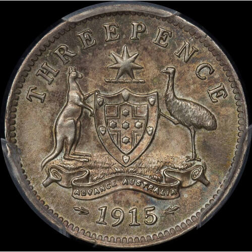 1915 Threepence PCGS AU55