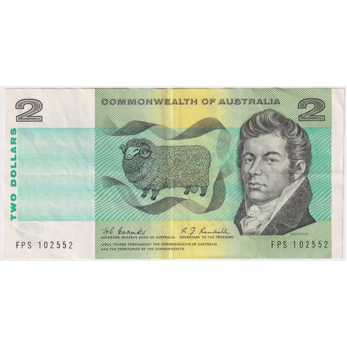 1968 $2 Note Coombs/Randall FPS Last Prefix R82L about EF