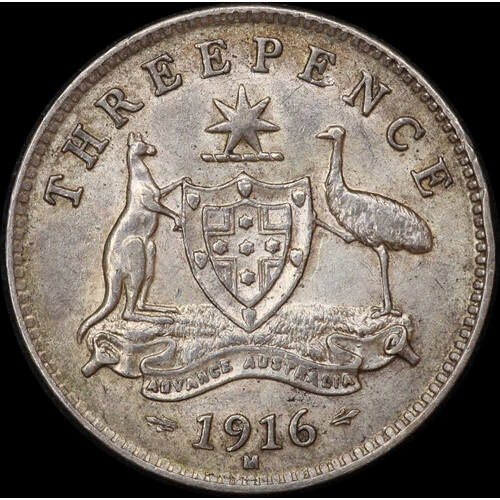 1916 Threepence Extremely Fine