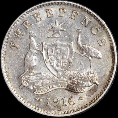 1916 Threepence good EF