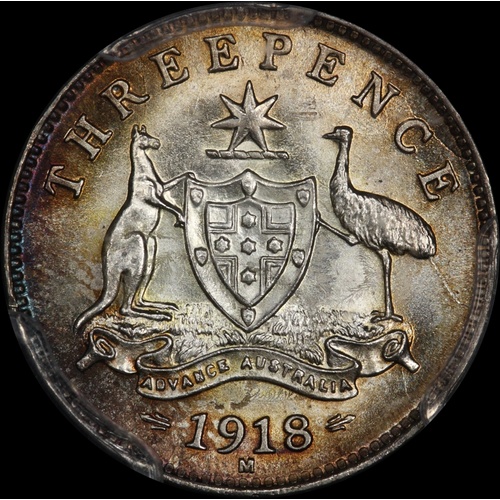 1918 Threepence Choice Unc (PCGS MS64)