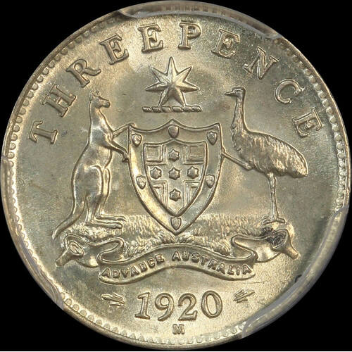 1920 Threepence Choice Unc (PCGS MS64)