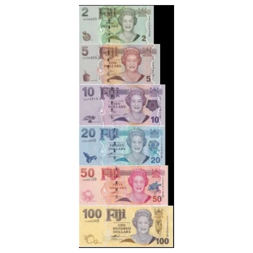 Fiji 2007 2011 Complete Set of 6 Banknotes $2-100 Uncirculated
