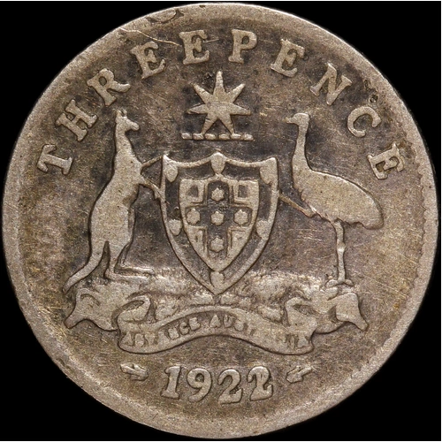 1922/21 Overdate Threepence Very Good