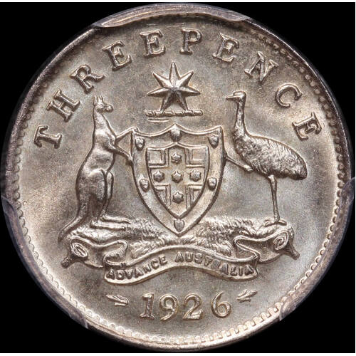 1926 Threepence Choice Unc (PCGS MS63)