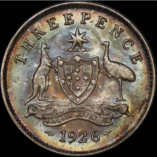 1926 Threepence Gem Unc (PCGS MS65)