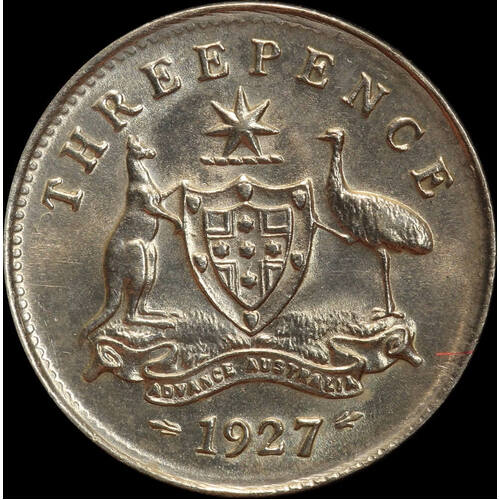 1927 Threepence about Unc