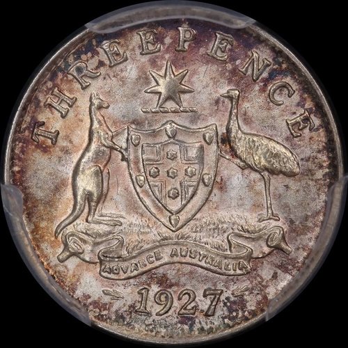 1927 Threepence Unc (PCGS MS62)