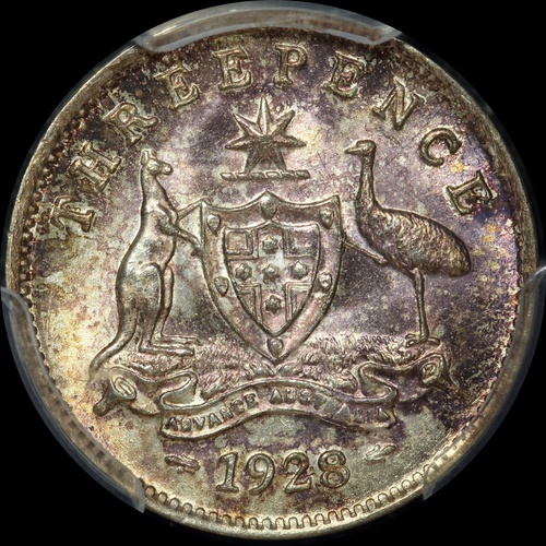 1928 Threepence Choice Unc (PCGS MS63)