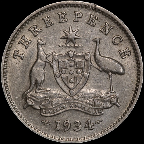 1934/3 Overdate Threepence Extremely Fine