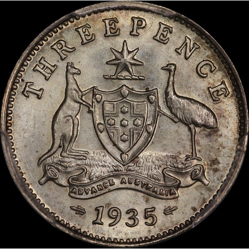 1935 Threepence Gem Unc (PCGS MS65)