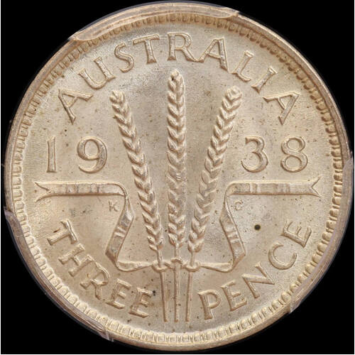 1938 Threepence Gem Unc (PCGS MS65)